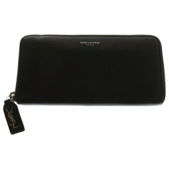 SAINT LAURENT PARIS LONG Wallet Zip Leather Black - Picture 1 of 6